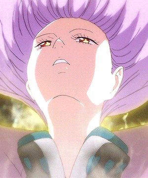 A Close Up Of A Woman With Purple Hair GIF