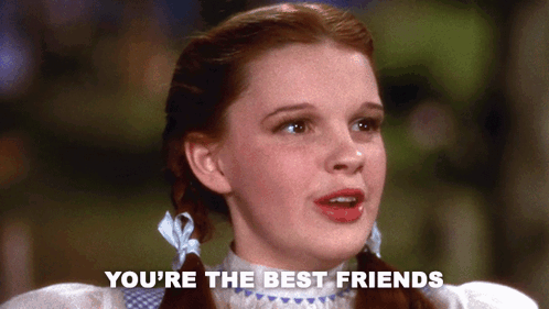A Close Up Of A Woman With The Words You 'Re The Best Friends Above Her GIF