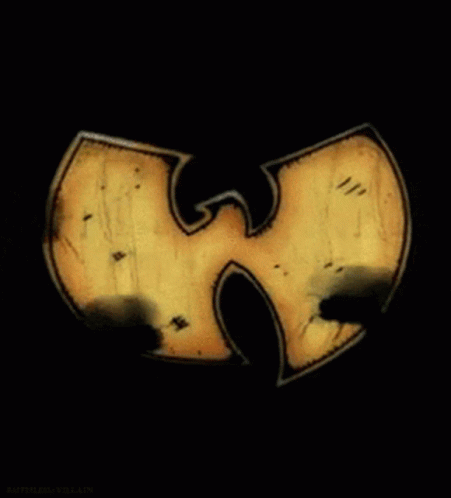 A Close Up Of A Wu Tang Symbol With A Black Background GIF