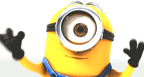 a close up of a yellow minion with a big eye