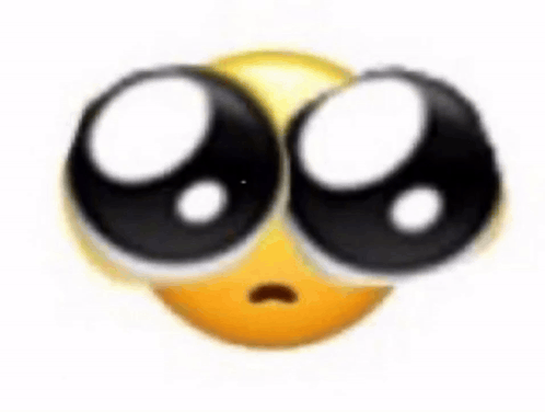 A Close Up Of A Yellow Smiley Face With Big Black Eyes . GIF