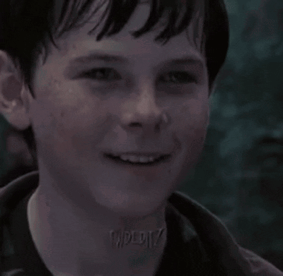 A Close Up Of A Young Boy 'S Face With A Watermark On His Neck That Says " Taperiz " GIF