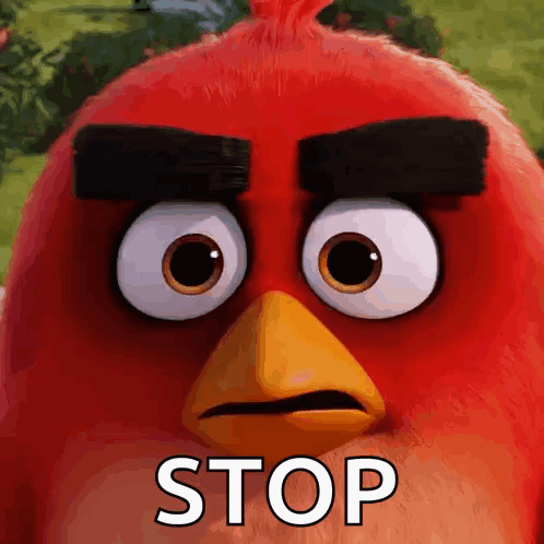 Angry Bird Face With Stop Word GIF
