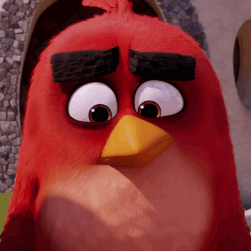 Angry Bird With Yellow Beak And Black Eyebrows GIF