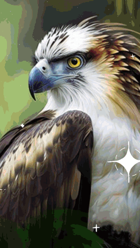 A Close Up Of An Eagle With A Star In The Background GIF