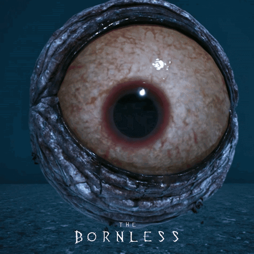 A Close Up Of An Eye With The Words The Bornless Above It GIF
