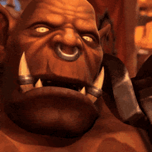 A Close Up Of An Orc With A Nose Ring And Sharp Teeth GIF