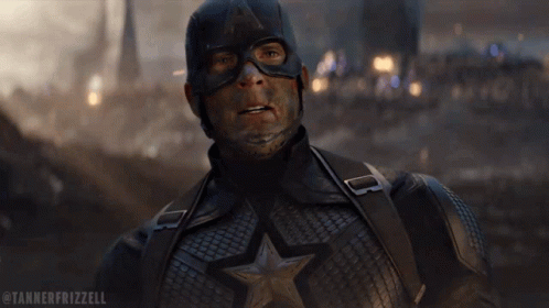 A Close Up Of Captain America With A Tanner Frizzell Watermark GIF