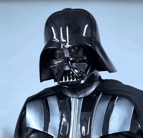 A Close Up Of Darth Vader 'S Helmet With The Number 1 On It GIF