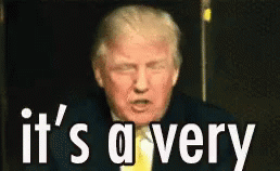A Close Up Of Donald Trump 'S Face With The Words `` It 'S A Very '' Written Below Him . GIF