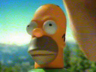 A Close Up Of Homer Simpson 'S Face With A Blue Sky In The Background GIF