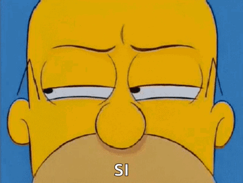 A Close Up Of Homer Simpson 'S Face With His Eyes Closed And The Word Si Written On The Bottom . GIF