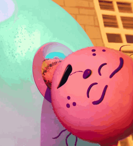 A Close Up Of Kirby 'S Face With A Smiley Face GIF