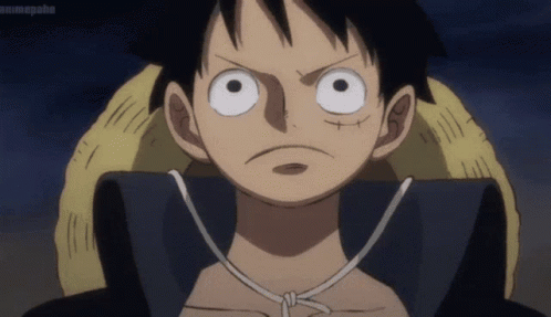 A Close Up Of Luffy From One Piece With A Straw Hat On . GIF