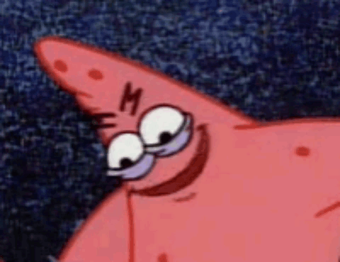 A Close Up Of Patrick Star From Spongebob Squarepants With A Funny Face . GIF