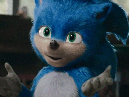 A Close Up Of Sonic The Hedgehog 'S Face With Green Eyes GIF