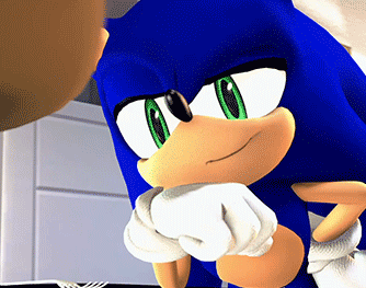 A Close Up Of Sonic The Hedgehog 'S Face With Green Eyes GIF