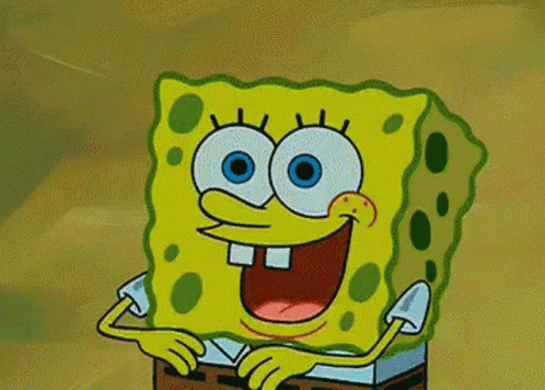 A Close Up Of Spongebob Squarepants ' Face With His Mouth Open GIF