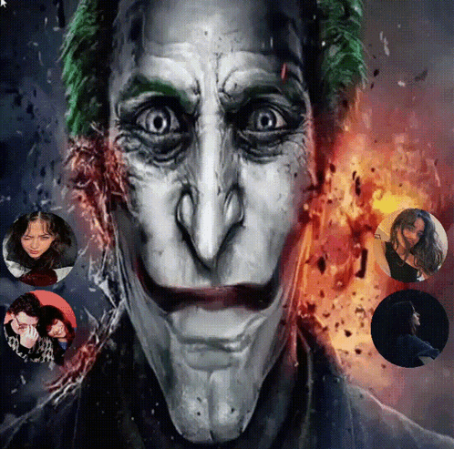 A Close Up Of The Face Of The Joker Surrounded By Circles GIF
