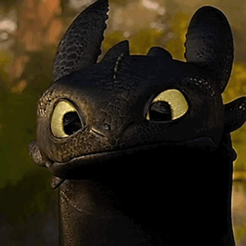 A Close Up Of Toothless From How To Train Your Dragon Looking At The Camera GIF