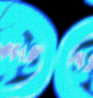 A Close Up Of Two Blue Circles On A Black Background That Looks Like A Smiley Face GIF