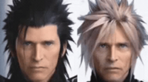 A Close Up Of Two Men 'S Faces With Different Hairstyles On A White Background . GIF