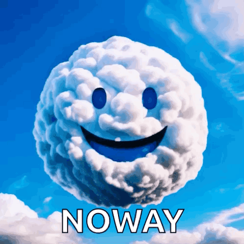 A Cloud With A Smiley Face And The Word Noway Written Below It GIF