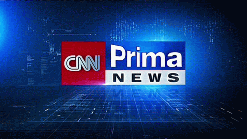 A Cnn Prima News Logo Is Displayed On A Blue Background GIF