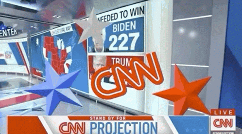 A Cnn Projection Screen Shows That Biden Needs 227 Votes To Win The Election GIF
