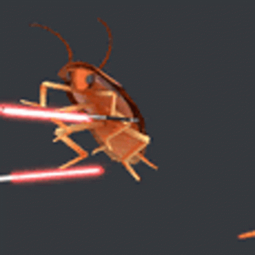 A Cockroach Is Flying Through The Air With A Light Coming Out Of Its Eyes . GIF