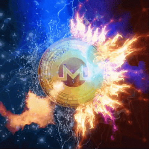 A Coin With The Letter M On It Is On Fire GIF