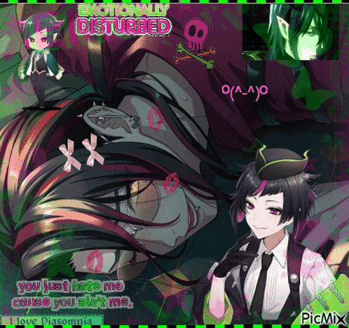 A Collage Of Anime Characters With The Words Emotionally Disturbed GIF