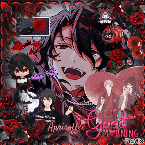 Anime Collage With Good Morning Text GIF