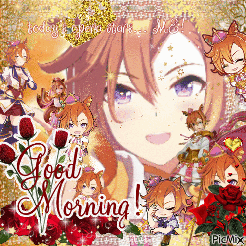 A Collage Of Anime Characters With The Words " Good Morning " On The Bottom GIF