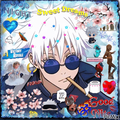 A Collage Of Anime Characters With The Words Good Night Sweet Dreams In The Corner GIF