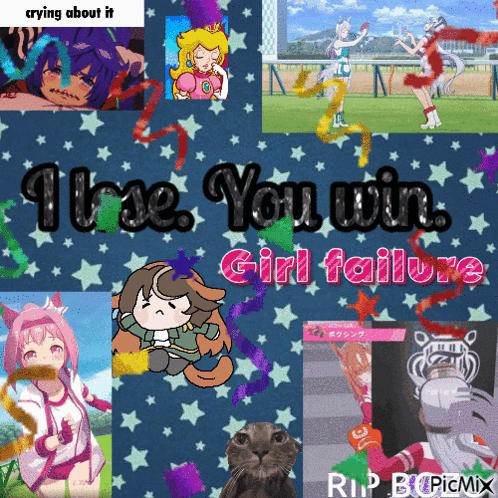 Anime Collage With Girl Failure Words GIF
