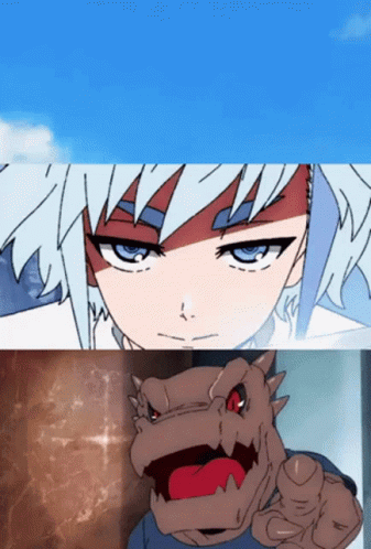 A Collage Of Cartoon Characters Including A Girl And A Monster With Red Eyes GIF