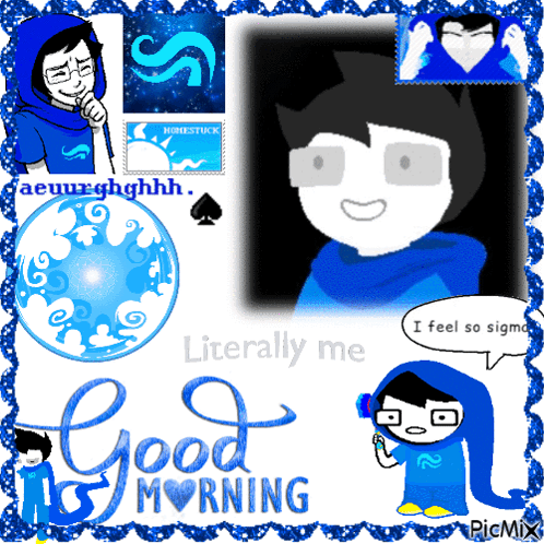 A Collage Of Cartoon Characters With The Words Good Morning Literally Me GIF
