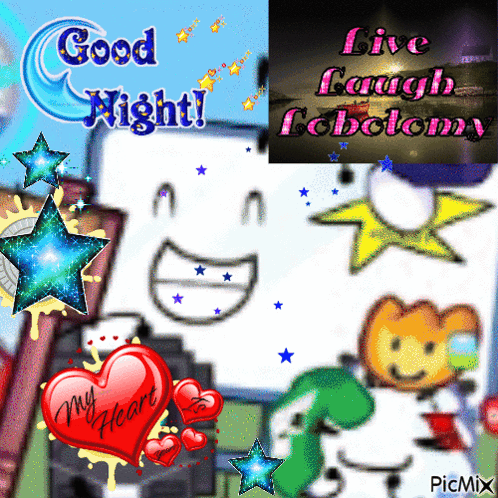 A Collage Of Cartoon Characters With The Words Good Night GIF