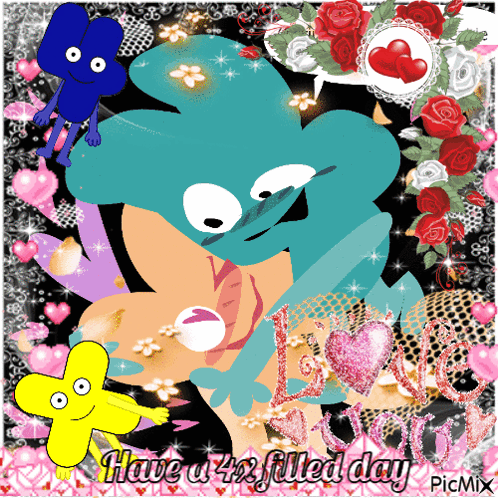 A Collage Of Cartoon Characters With The Words " Have A 42 Filled Day " GIF
