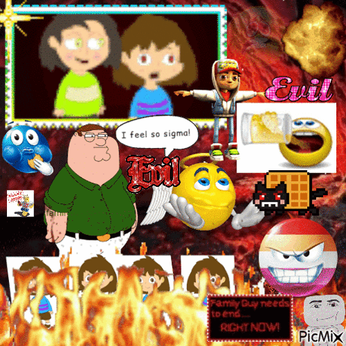 a collage of cartoon characters with the words " i feel so sigma " at the top