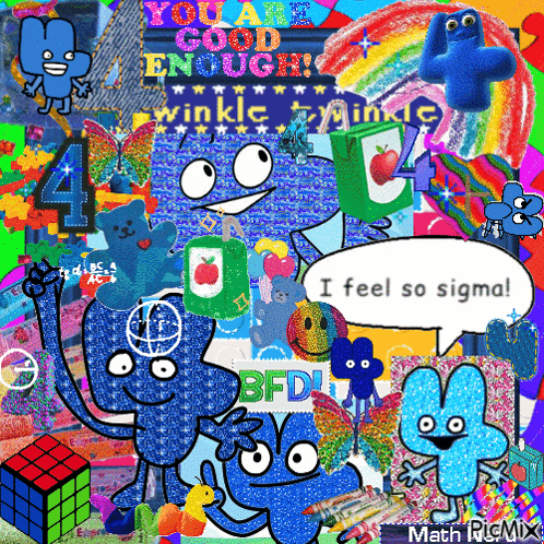 A Collage Of Cartoon Characters With The Words " I Feel So Sigma " On The Bottom GIF