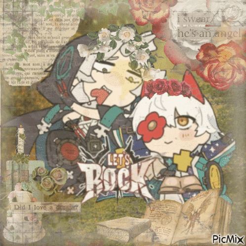 A Collage Of Cartoon Characters With The Words Let 'S Rock On The Bottom GIF