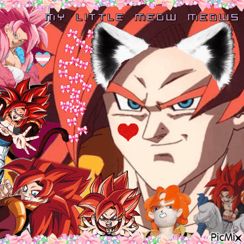 A Collage Of Cartoon Characters With The Words My Little Meow Meows On Top GIF