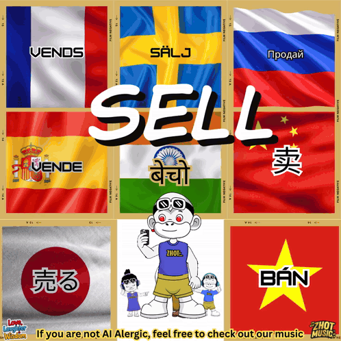 A Collage Of Flags With The Word Sell Written On Them GIF