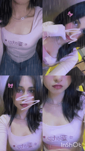 A Collage Of Images Of A Girl With The Word Corset On Her Top GIF