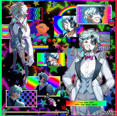 A Collage Of Images Of A Man In A Tuxedo With The Words " Fool Men Shut With The Door Open " On The Bottom GIF