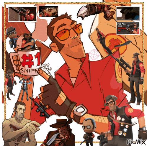 A Collage Of Images Of A Man With A Sign That Says # 1 Snipe GIF