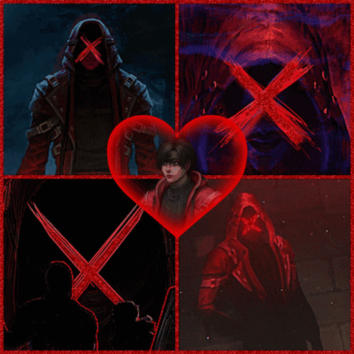 A Collage Of Images With A Red Heart In The Center GIF