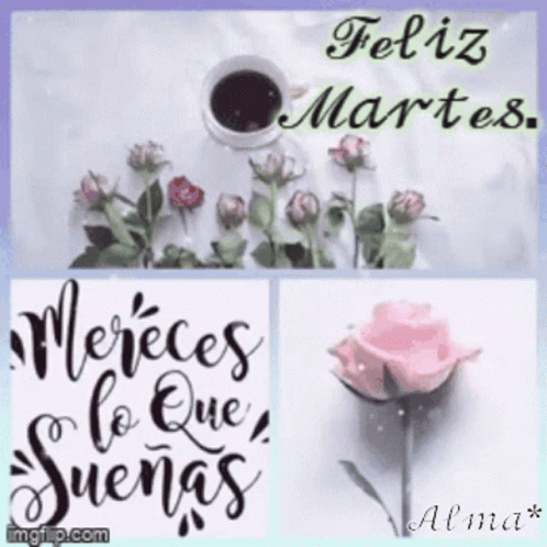 A Collage Of Images With Flowers And A Cup Of Coffee GIF